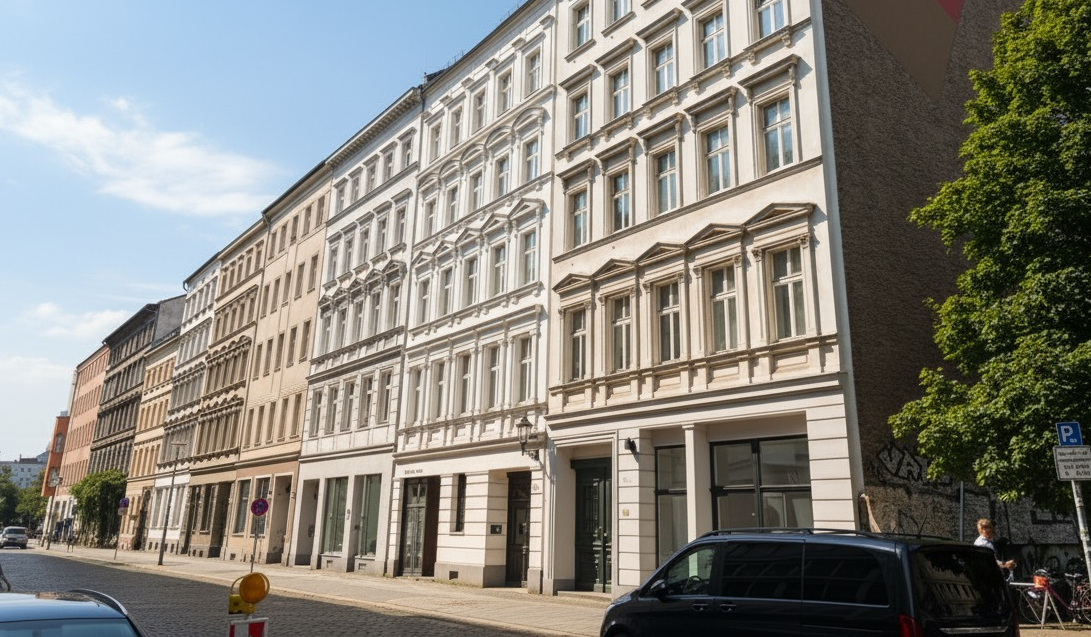 Strasse in Berlin mit Altbauten